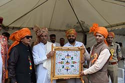 HP Guv in Chamba being honoured during Minjar Fair 