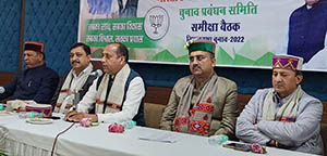 BJP men in Parwanoo at the review meeting on elections on Nov 20, 2022 