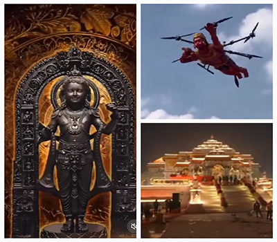 Idol of LordRam,AyodhyaTempleandDrone_flownLordHanuman in Ayodhya_HimbuMail