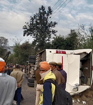 Bus accident site at Bilaspur in HP 