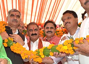 CM Sukhu in Dehra in Kangra with local leaders 