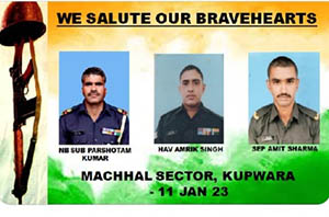 Three Jawans martyred in Kupwara sector Accident 