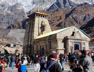 View of Kedarnath temple, one of the Chard Dham in Uttarakhand 