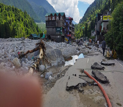 The view of Kalath and Allu Ground after the Beas flood 