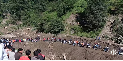Bikers going back home from Kullu Parvati valleys after the floods  