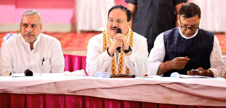 BJP chief JP Nadda at Press conference at Bilaspur, Himachal Pradesh on June 13, 2023