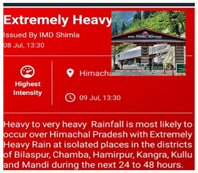red weather alert for Himachal in next 24 to 48 hours 