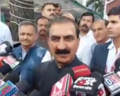 CM Sukhu talking to media in Shimla 