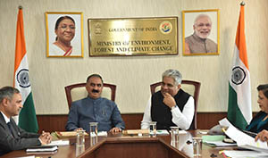 CM Sukhu with MOEF Bhupendra Yadva in New Delhi 