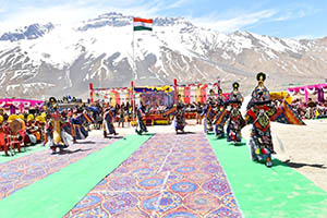 Spitians celebrating Himachal Day in Kaza 