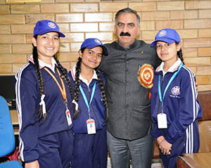 CM Sukhu with school students in Shimla