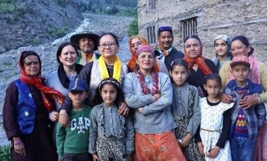 Congress candidate Anuradha Rana with family in Lahaul village 