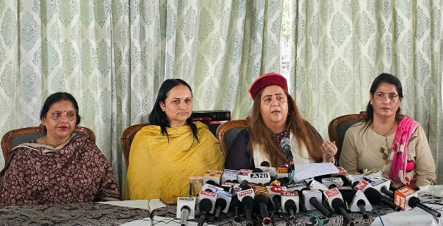 Radhika Khera BJP at press meet in Shimla 