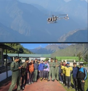 Rescue team with two climbers at Joshimath in Uttarakhand 