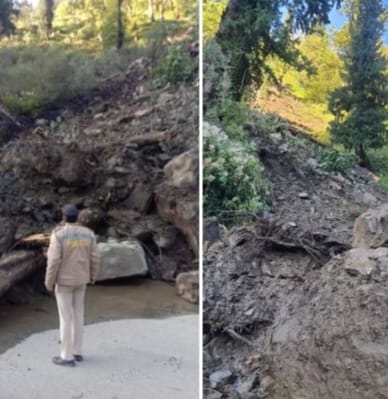 Dhundi Landslide blocks Manali-Leh highway at Atal Tunnel 