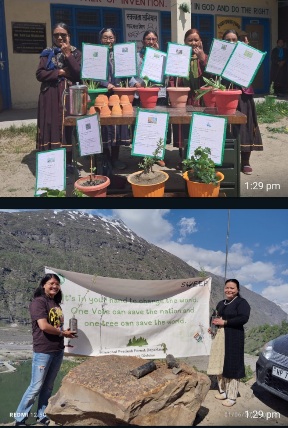 Women green voters in  green  polling booth in Keylong 