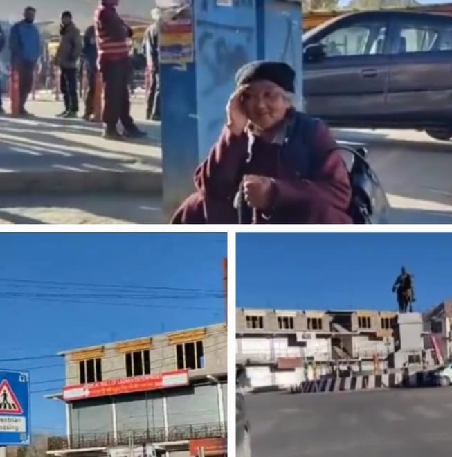 View of Leh town in Ladakh Bandh   