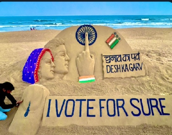 Sand sculpture of Lok Sabha Elections 24