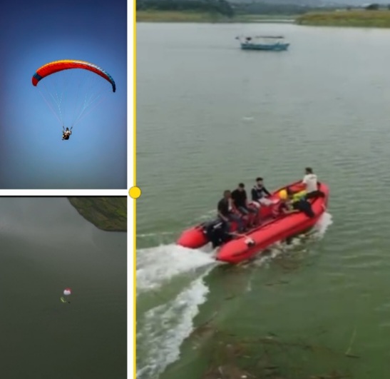 Scenes of paragliding training at Govind Sagar water in Bilaspur 