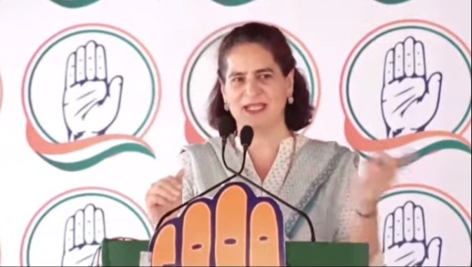 Congress leader Priyanka Gandhi in Una 