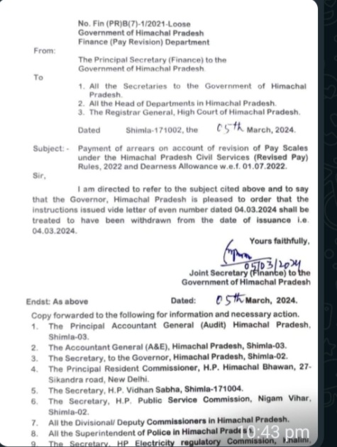 Notification on pay scale 