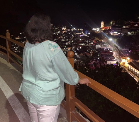 A Tourist Viewing Shimla at Night 