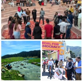 Tourists enjoy in Shimla and a tourist in riverside 