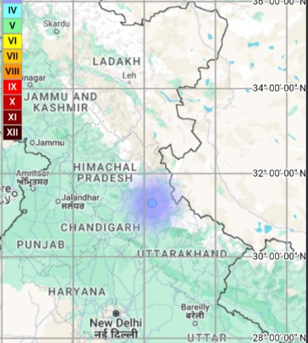 Shimla tremor and Map 