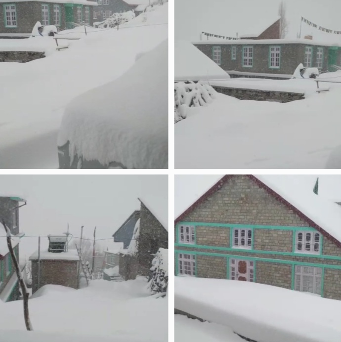 Choorhdhar, Lahaul, Kothi Record over One foot of Fresh Snowfall 