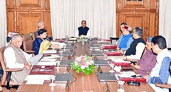 CM Jai Ram Thakur at HP Cabinet meeting in Shimla on July 14, 2022