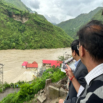 DC Shimla Negi eying Chaba Pump House submerging in Satluj river 