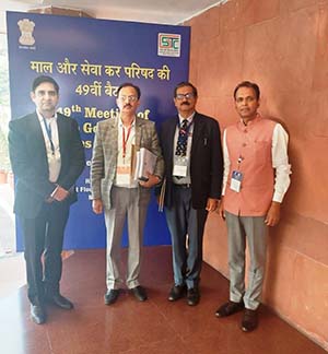 HP Minister Harshwardhan Chauhan with officials at GST Meeting in New Delhi on Feb 18