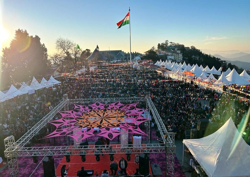 View of winter carnival on The Ridge Shimla 