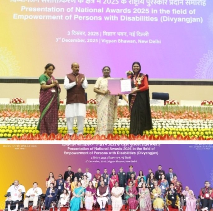 Dr Shrutu getting award from President in New Delhi 