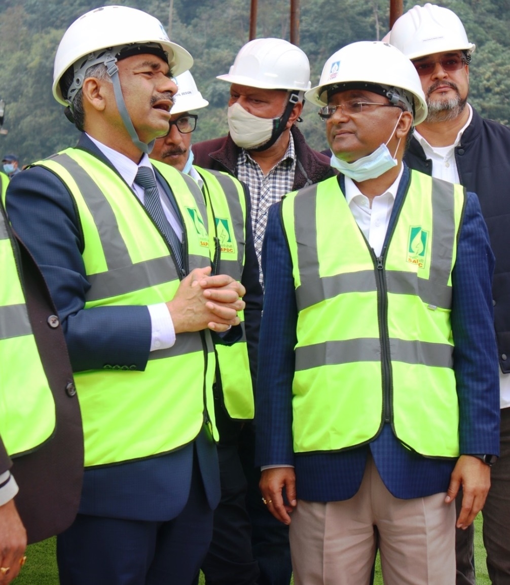 SJVN CMD and Power Secretary at project site