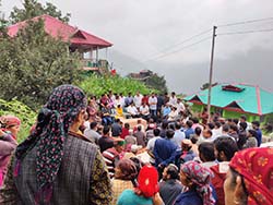 Mandi Lok Sabha MP in Sainshar village  in Sainj Kullu on July 13, 2022