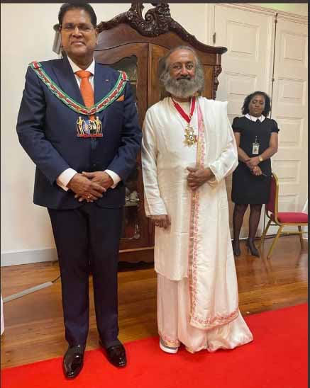 Sri Sri Ravi Shankar with Suriname President in Suriname in South Africa 